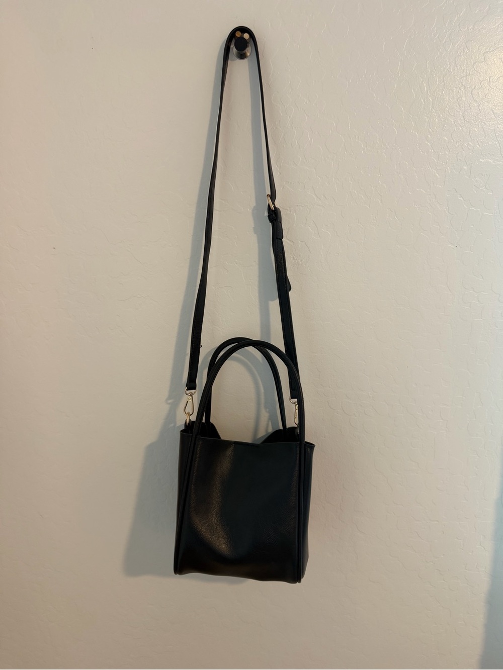 Anthropologie Black Leather Crossbody Tote